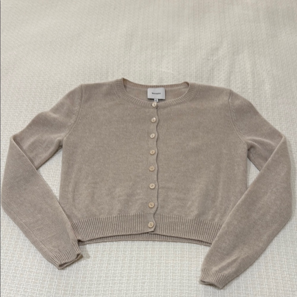 Reformation Clara Cashmere Crew Cardigan Size S Wheat Like New